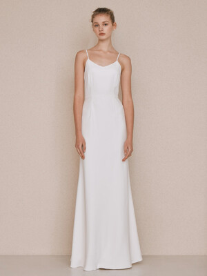 [BRIDAL]LYNDA Sleeveless semi mermaid maxi dress (Ivory)