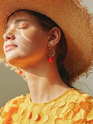 vivid marble hoop earring, gold_orange