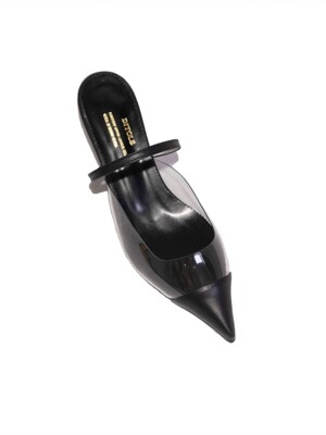 nick pointed toe glass mule Black leather