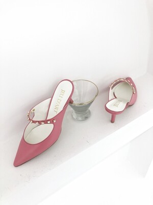 stilleto crystal strap mules pink