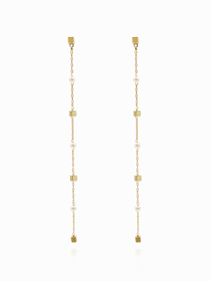 PEARL SQUARE LINE drop EARRINGS AE420007