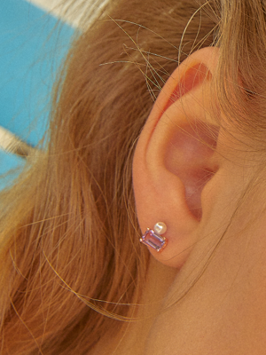 [SILVER] REC CUBIC P EARRING