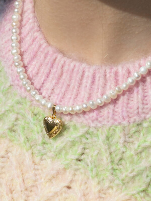 heart locket pearl necklace (2colors)