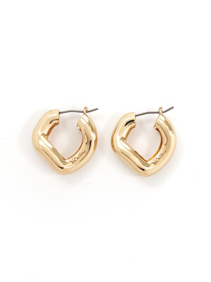 Metal Wave Link Earrings_Gold