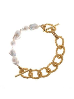 Aut Baroque Pearl &Chain Chocker Bracelet