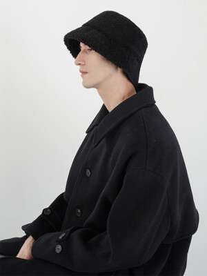 WARM BOUCLE BUCKET HAT_BLACK