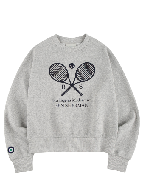 티셔츠 - 벤셔먼 (bensherman) - 여자 테니스 레터링 티셔츠 멜란지그레이 BNATS651F