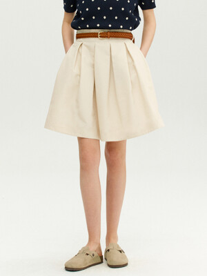 FRIULI Stitch point tucked skirt (Cream/Beige/Black)