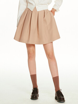 FRIULI Stitch point tucked skirt (Beige/Black)