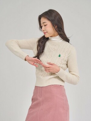 slim cable knit sweater_cream