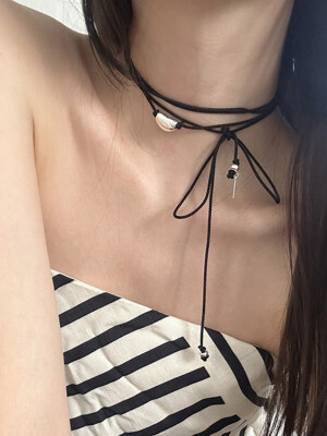 [925silver] Long string bean necklace (2color/hand made)