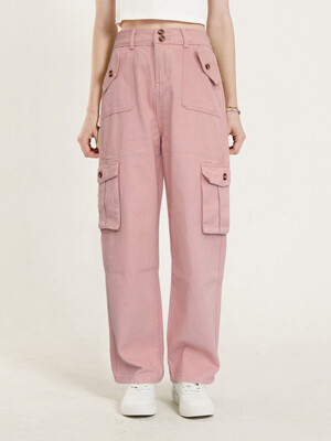 CARGO SOFT WIDE PANTS_PINK