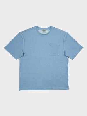링클 프리 반팔 티셔츠 - 블루