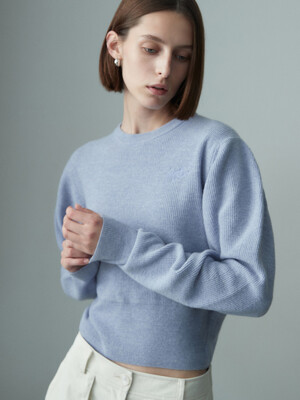 CASHMERE PUFFED SLEEVE KNIT TOP LAVENDER