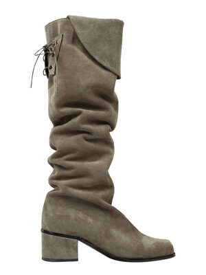 SUEDE FOLD LONG BOOTS / BROWN