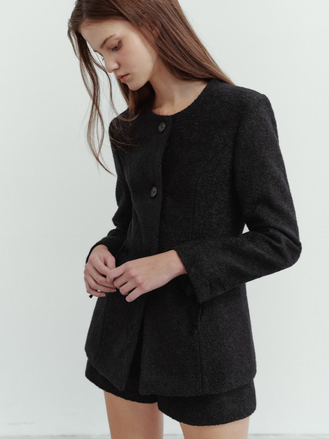 팬츠 - 더티스 (THETIS) - WOOL BOUCLE TWEED SHORTS_TT3W403BK