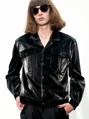 Flap-Pocket Faux-Leather Jacket[Black(MAN)]_UTS-FS91