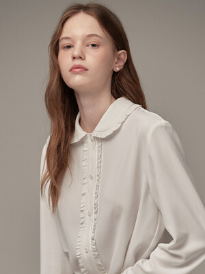 Crape frill detail blouse - Ivory
