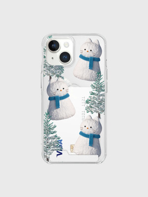 pattern hey cat snowman [투명 카드수납 케이스]