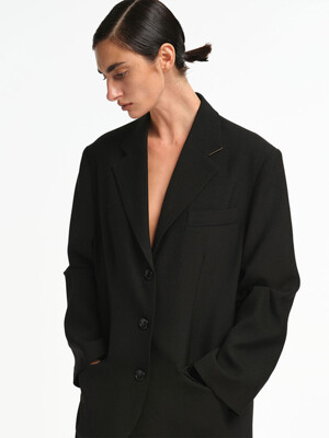 WOOL SLEEVE TUCK OVER JACKET_2colors