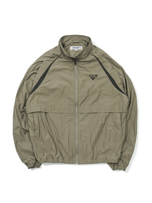 Nylon Zip-up Track Jacket -Khaki-