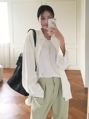SITP5151 오버핏 라운지 실키 셔츠_White