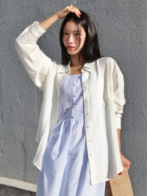 SITP5151 오버핏 라운지 실키 셔츠_White