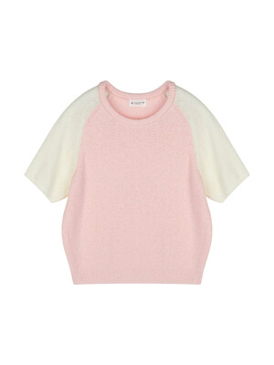 Round Color Matching Half Knit (Pink)