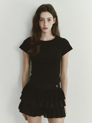 LACE JERSEY CANCAN SKIRT (BLACK)