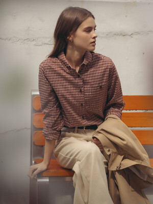 Classic grid check shirt_Red