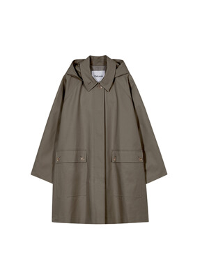 COTTON HOODED HALF COAT_KHAKI