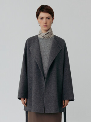 HANDMADE WOOL HALF COCOON COAT