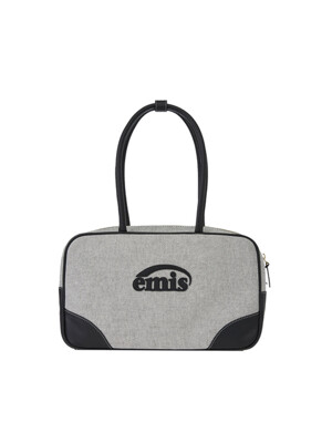 CANVAS LEATHER TOTE BAG-BLACK