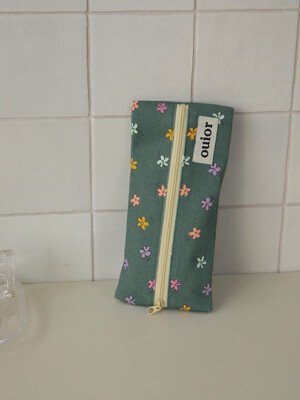 ouior flat pencil case -  joy green (middle zipper)