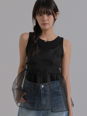 Silhouette Sheer Layer Top_Black
