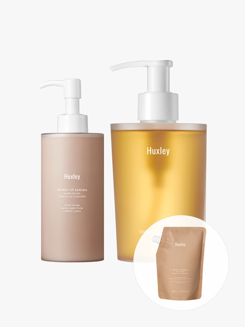 헉슬리 [리필 파우치 증정] 퍼퓸 핸드 워시 + 바디 워시 300ml 2종 세트