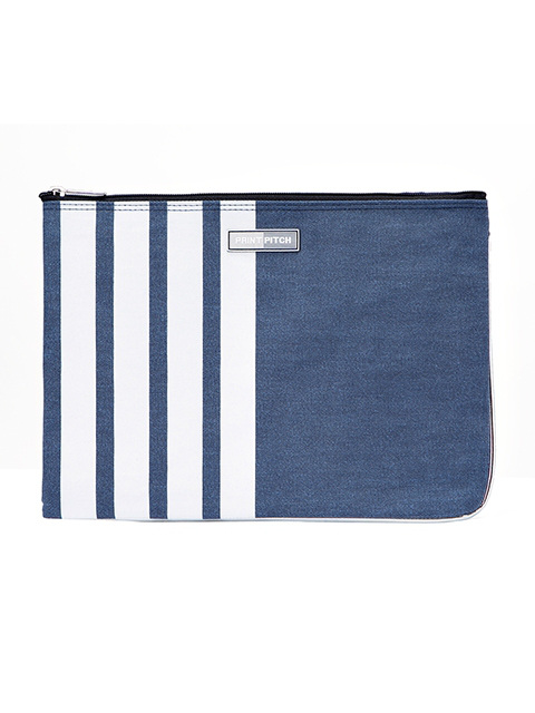 stripe clutch blue