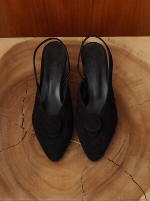 Double button sling back Black