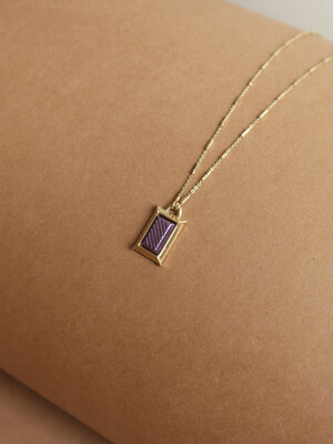 Pattern square gold necklace (Violet)