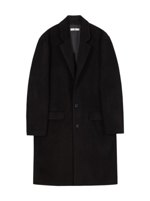 SINGLE BREASTED WOOL OVER COAT_BLACK