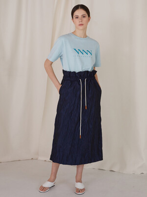 wrinkled effect skirt_navy