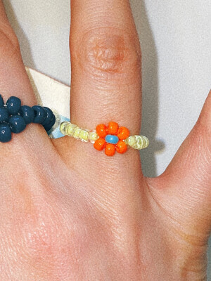 Orange Lily Flower Beads Ring 비즈반지