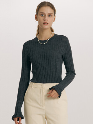 WANGSIMNI Round neck wool knit top (5color)