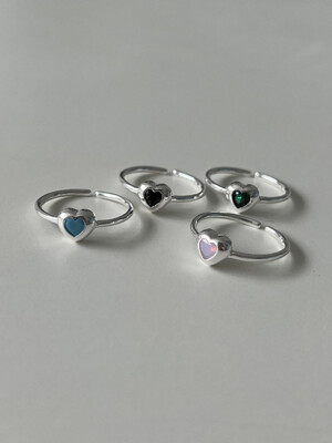 [925silver] Colorful heart ring (4color)