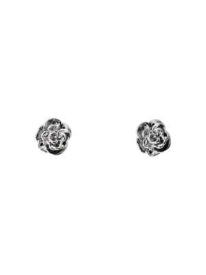 Rose flower silver earring