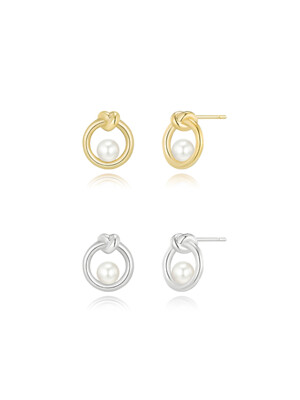 Heart Knot Pearl Earring