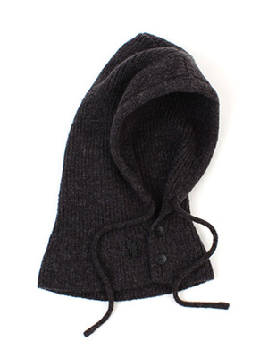 Wool Knit Charcoal Open Balaclava 바라클라바