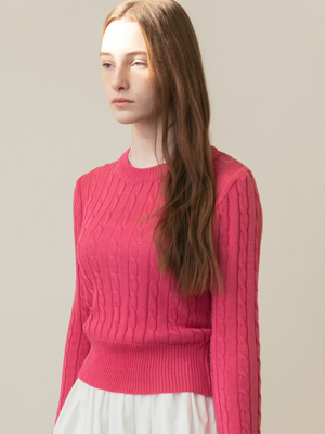 A CABLE RIBBON KNIT TOP_PINK