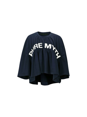 PURE MYTH-PRINT SMOCKED T-SHIRT (NAVY)