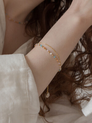 [2way] Pastel candy chain 925 silver bracelet/anklet